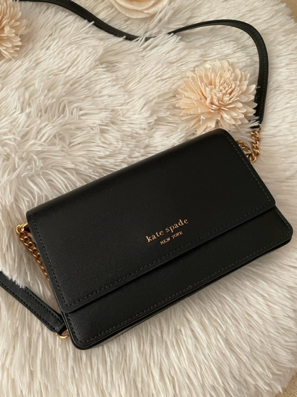 kate spade Black Leather Crossbody with Gold Chain - Picture 2 of 3